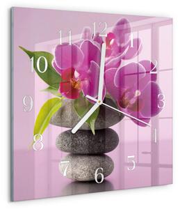 Skleněné hodiny Orchidej zskb-30x30-00085412