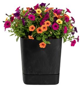 PLASTOVÝ KVĚTINÁČ CUBI 30X33 CM IMITACE BETONU ČERNÁ