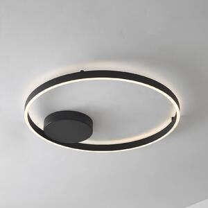 Lucande Smart LED stropní svítidlo Moise, černé, Tuya, stmívatelný, Černá, Obývací pokoj / jídelna, Hliník, Moderní