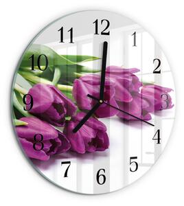 Skleněné nástěnné hodiny Tulipány zsoc-fi30-00178671