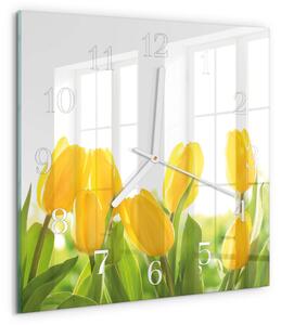 Skleněné hodiny Tulipány zskb-30x30-00084112