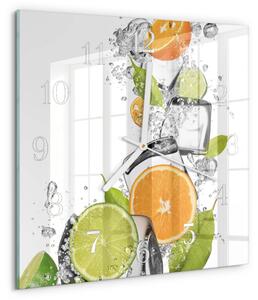 Skleněné hodiny Citrusové plody zskb-30x30-00085216