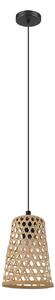 EGLO Závěsný lustr na lanku CLAVERDON, černý, dřevo, 18cm 43252