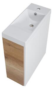 Koupelnová skříňka s keramickým umyvadlem Swing WOC 50/22, bílá/dub country