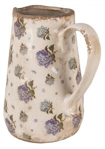 Béžový keramický džbán s květy šeříku Lilac M - 16*12*18 cm