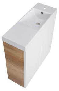 Koupelnová skříňka s keramickým umyvadlem Swing WOC 60/22, bílá/dub country