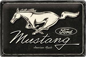 Plechová cedule Ford - Mustang - Logo Black, (30 x 20 cm)