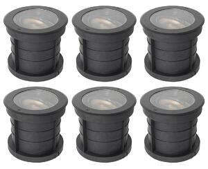 Set van 6 dimbare buiten grondspots zwart IP65 incl LED - Delux Honey