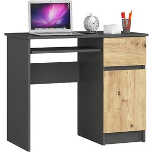 Ak furniture Psací stůl PIKSEL 90 cm grafitově šedý/dub artisan pravý