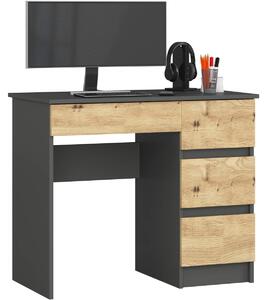 Ak furniture Psací stůl A-7 90 cm grafitově šedý/dub artisan pravý