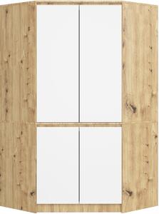Ak furniture Rohová šatní skříň CLP 100 cm 4D dub artisan/bílá