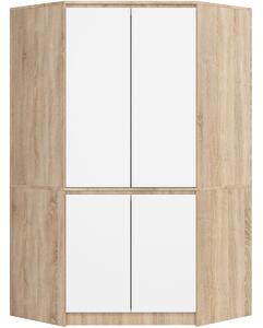 Ak furniture Rohová šatní skříň CLP 100 cm 4D dub sonoma/bílá