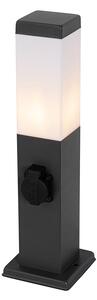 Venkovní lampa tmavě šedá 45 cm se zásuvkou IP44 - Malios