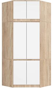 Ak furniture Rohová šatní skříň CLP 100 cm 6D dub sonoma/bílá