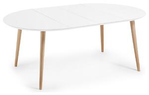 Bílý lakovaný rozkládací jídelní stůl Kave Home Oqui 120/200 x 120 cm