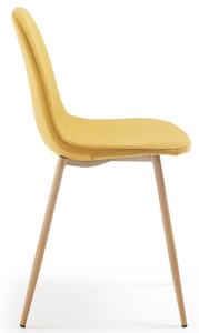 Hořčicově žlutá látková jídelní židle Kave Home Yaren