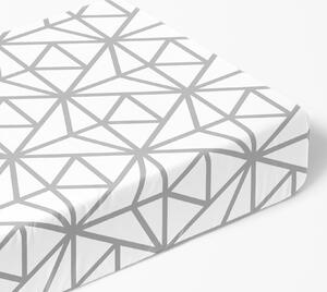 Goldea bavlněné napínací prostěradlo - šedé geometrické tvary na bílém 90 x 200 cm