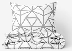 Goldea bavlněné ložní povlečení - šedé geometrické tvary na bílém 150 x 200 a 50 x 60 cm