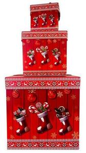 Toro Sada vánočních dárkových krabic se stuhou Christmas Sock, 3 velikosti