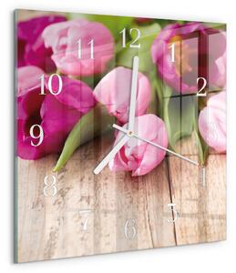 Skleněné hodiny Tulipány zskb-30x30-00087127
