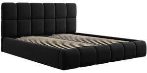 Černá sametová dvoulůžková postel MICADONI Bellis 160 x 200 cm