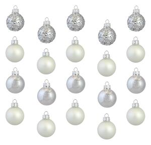 Set vánočních ozdob ve stříbrných odstínech