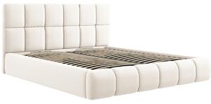 Béžová sametová dvoulůžková postel MICADONI Bellis 180 x 200 cm