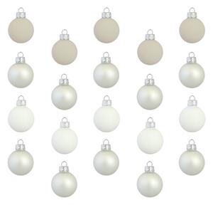 Set vánočních ozdob v bílé, opálové a béžové barvě
