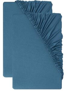 Livarno® Sada žerzejových napínacích prostěradel, 90–100 x 200 cm, 2dílná, modrá (800013265)