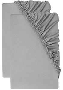 Livarno® Sada žerzejových napínacích prostěradel, 90–100 x 200 cm, 2dílná, šedá (800013266)