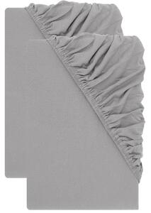 Livarno® Sada žerzejových napínacích prostěradel, 90-100 x 200 cm, 2dílná, šedá (800013277)