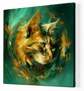 Obraz na plátně - Zlatá kočka v Emeraldu FeelHappy.cz Velikost obrazu: 80 x 80 cm