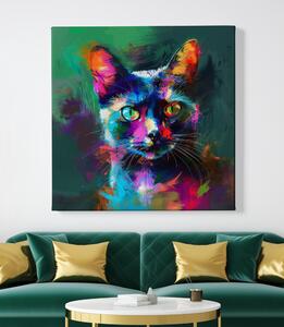 Obraz na plátně - Kočka s divokým pohledem FeelHappy.cz Velikost obrazu: 40 x 40 cm