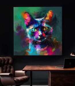Obraz na plátně - Kočka s divokým pohledem FeelHappy.cz Velikost obrazu: 40 x 40 cm
