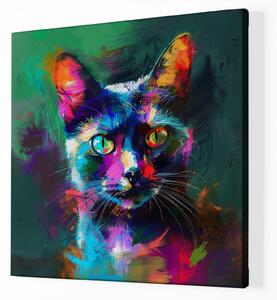 Obraz na plátně - Kočka s divokým pohledem FeelHappy.cz Velikost obrazu: 140 x 140 cm