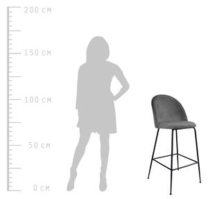 Nordic Living Šedá sametová barová židle Anneke s černou podnoží 76 cm