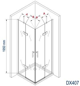 Rohový sprchový kout DX407 - 8 mm nano pravé sklo - volitelná šířka