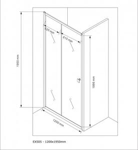 Posuvné dveře sprchového koutu NANO real glass EX505 - matné skleněné lišty - možnost volby šířky