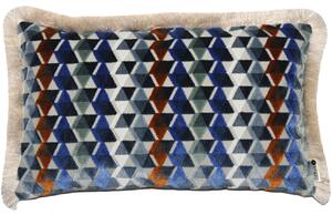 BOHOLOGY Modrý sametový povlak na polštář Brango 30 x 50 cm s třásněmi
