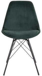 Nordic Living Tmavě zelená sametová jídelní židle Marcus s černou podnoží