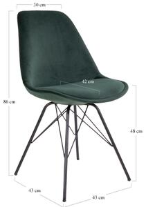 Nordic Living Tmavě zelená sametová jídelní židle Marcus s černou podnoží