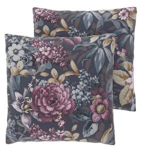 Livarno® Potah na polštář Renforcé, 50 x 60 cm, 2 kusy (Květiny/antracit) (100408444003)