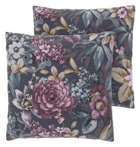 Livarno® Potah na polštář Renforcé, 50 x 60 cm, 2 kusy (Květiny/antracit) (100408444003)
