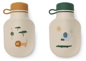 Silikonová lahev na smoothie Lizzie Safari Sandy mix – set 2 ks