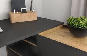 Grafitově šedý dubový pracovní stůl GEMA Acrro 129 x 107 cm