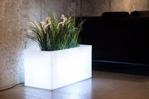 Bílý květináč LUNGO s osvětlením LED 5W 75 X 38 cm