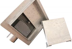 Nerezový sprchový žlábek T02 Podlahový odtok pro sprchový kout - 13,5 x 13,5 cm - včetně krytu odtoku