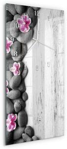 Skleněné hodiny vertikální Orchidejové kameny zsppb-30x60-00091131