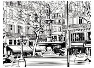 Fototapeta - Sketch of parisian fountain