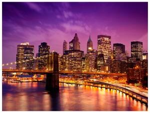 Fototapeta - Manhattan and Brooklyn Bridge by night